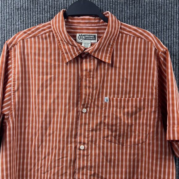 ROUTE 66 Mens Original Clothing Co. Shirt Medium‎ Red Striped Button Down SS - Picture 3 of 11